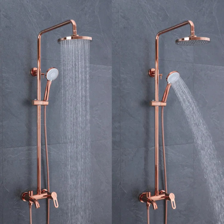 Elegant Rose Gold Wall-Mounted Shower Mixer Faucet Set